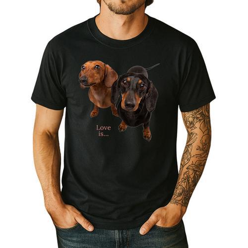 Dachshund Shirt Doxie Mom Dad Love Wiener Dog Puppy Cute Tee Men's Casual T-Shirt - Father's Day Fun