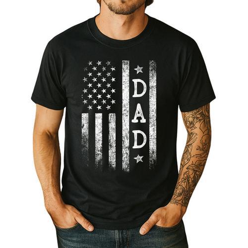 Dad American Flag Dad Patriotic Father's Day Men's Casual T-Shirt - Father's Day Fun