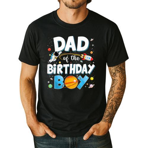 Dad Of The Birthday Boy Astronaut Family Space Planets Men's Casual T-Shirt - Father's Day Fun