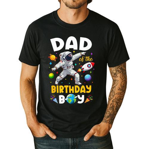 Dad Of The Birthday Boy Astronaut Outer Space Birthday Men's Casual T-Shirt - Father's Day Fun