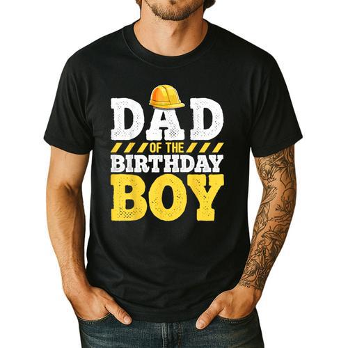 Dad Of The Birthday Boy Construction Birthday Party Hat Men Men's Casual T-Shirt - Father's Day Fun