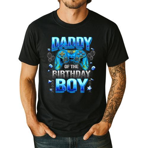 Dad Of The Birthday Boy Cool Gamer Video Game Birthday Men's Casual T-Shirt - Father's Day Fun