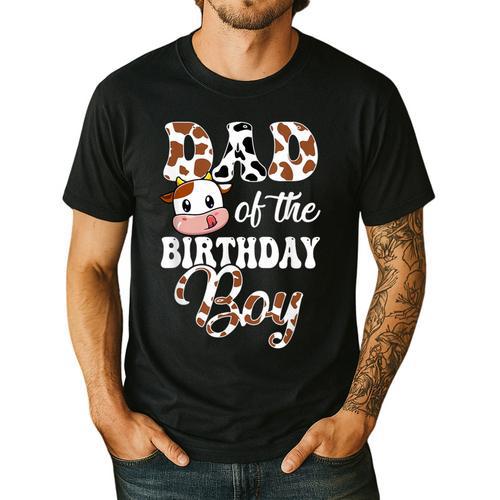 Dad Of The Birthday Boy Cow Farm 1St Birthday Boy Men's Casual T-Shirt - Father's Day Fun