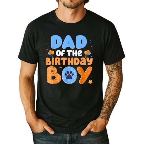 Dad Of The Birthday Boy Dog Lover Family Matching Men's Casual T-Shirt - Father's Day Fun
