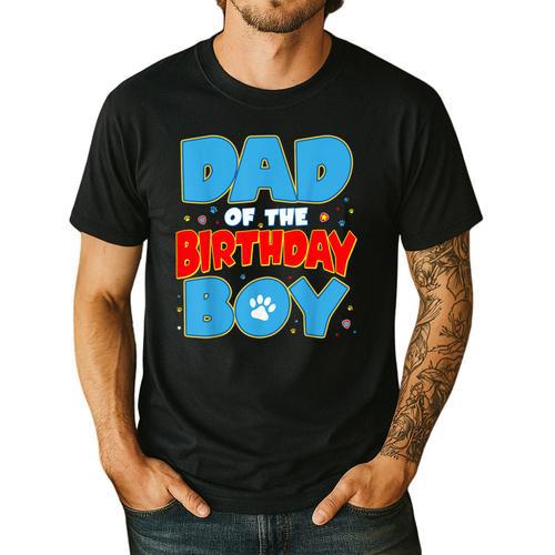 Dad Of The Birthday Boy Dog Lover Birthday Family Men's Casual T-Shirt - Father's Day Fun