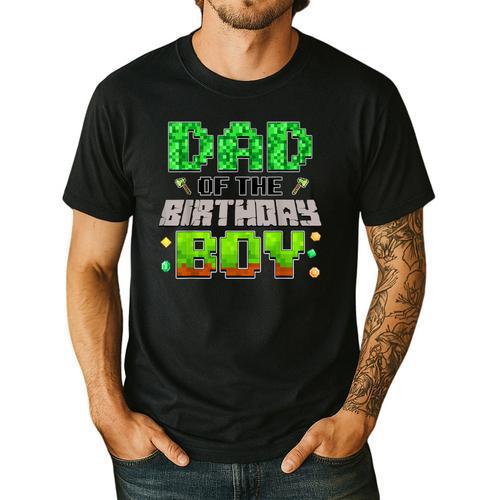 Dad Of The Birthday Boy Family Gaming Pixel Birthday Party Men's Casual T-Shirt - Father's Day Fun