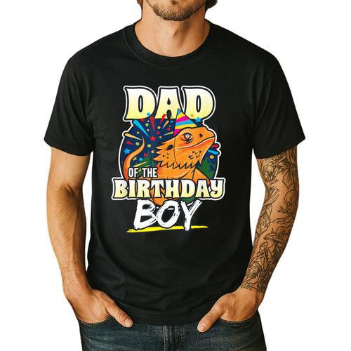 Dad Of Birthday Boy Kids Reptile Birthday Party Men's Casual T-Shirt - Father's Day Fun