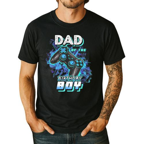 Dad Of The Birthday Boy Matching Video Game Birthday Party Men's Casual T-Shirt - Father's Day Fun