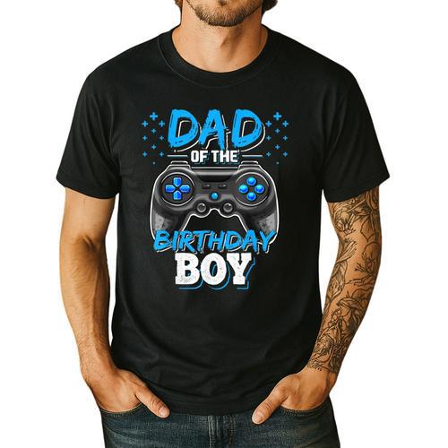 Dad Of The Birthday Boy Matching Video Gamer Birthday Party Men's Casual T-Shirt - Father's Day Fun