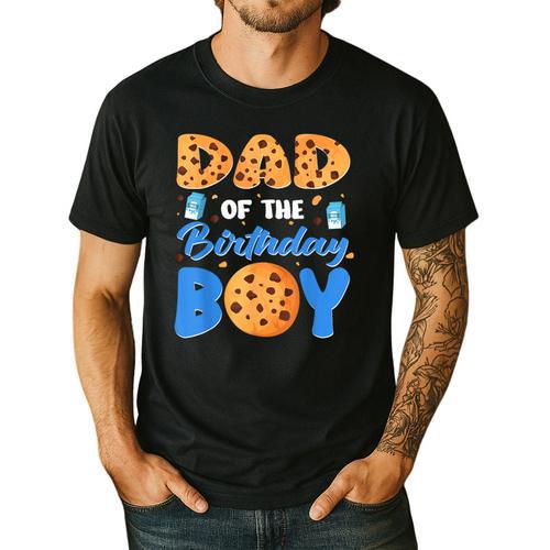 Dad Of The Birthday Boy Milk And Cookies 1 Year Old Men's Casual T-Shirt - Father's Day Fun