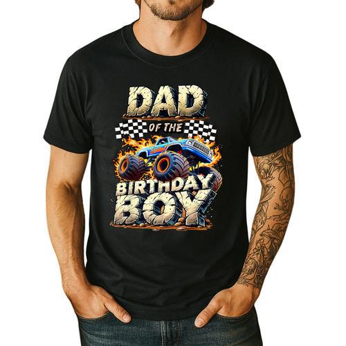 Dad Of The Birthday Boy Monster Truck Family Matching Party Men's Casual T-Shirt - Father's Day Fun