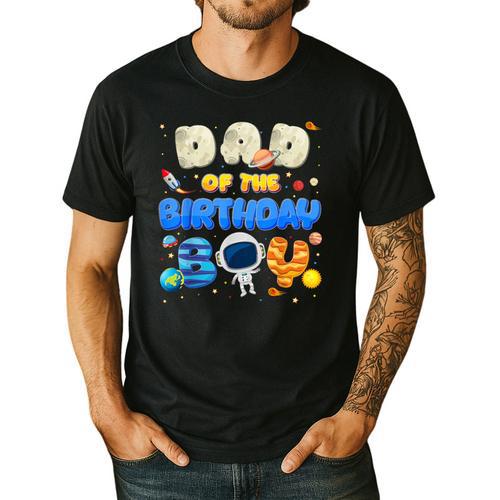 Dad Of The Birthday Boy Two The Moon Space Family Matching Men's Casual T-Shirt - Father's Day Fun