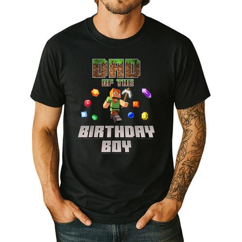 Dad Of The Birthday Boy Video Gamer Pixel Number Men's Casual T-Shirt - Father's Day Fun