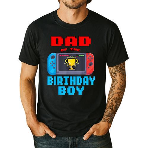 Dad Of The Birthday Boy Video Games Theme Bday Matching Men's Casual T-Shirt - Father's Day Fun