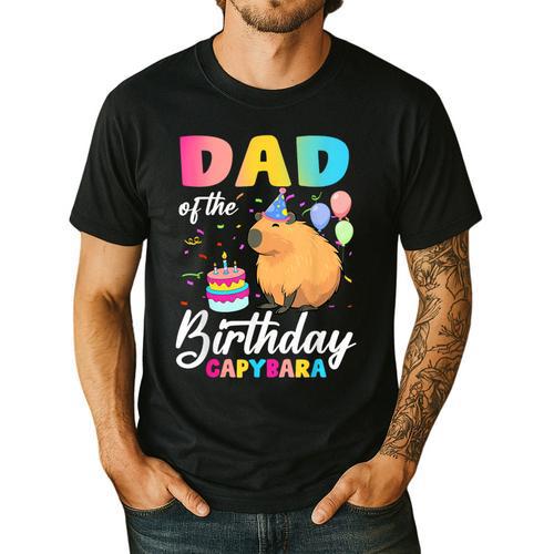 Dad Of The Birthday Capybara Girl Bday Party Family Men's Casual T-Shirt - Father's Day Fun
