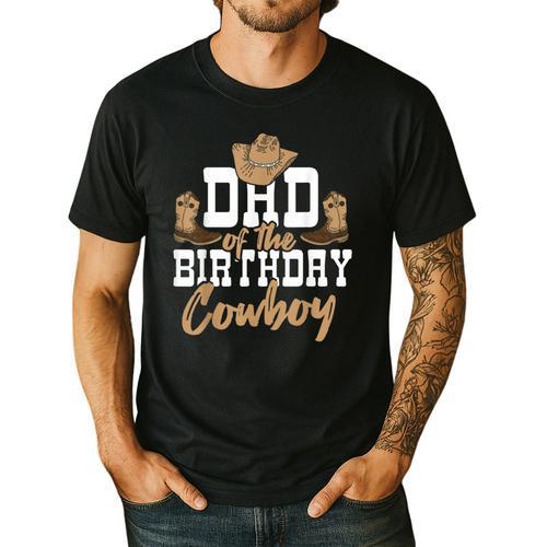 Dad Of The Birthday Cowboy Themed Birthday Boy Rodeo Cowboy Men's Casual T-Shirt - Father's Day Fun