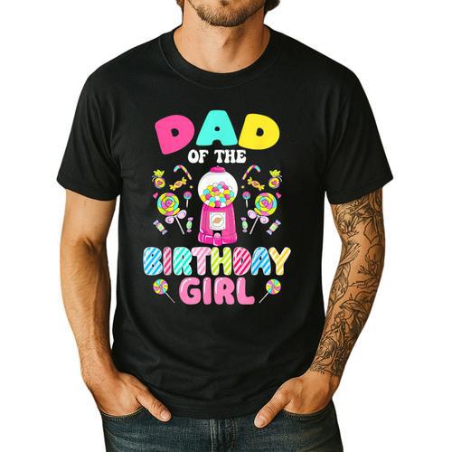 Dad Of The Birthday Girl Candy Family Bday Party Men's Casual T-Shirt - Father's Day Fun