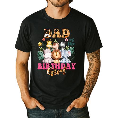 Dad Of The Birthday Girl Zoo Theme Animal Party Safari Cool Men's Casual T-Shirt - Father's Day Fun