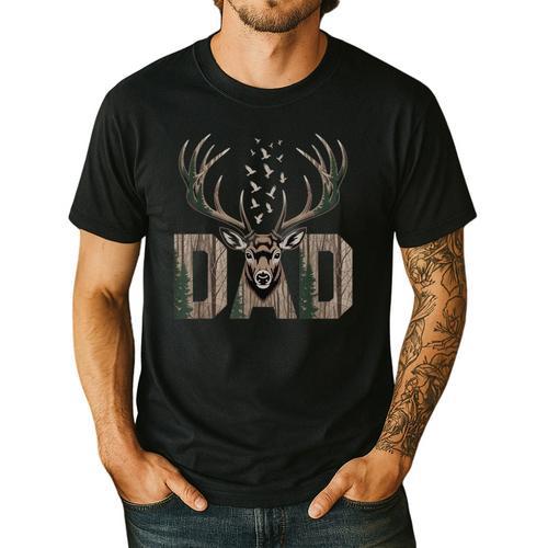 Dad Deer Hunting Camo Father Hunters Buck Camouflage Nature Men's Casual T-Shirt - Father's Day Fun
