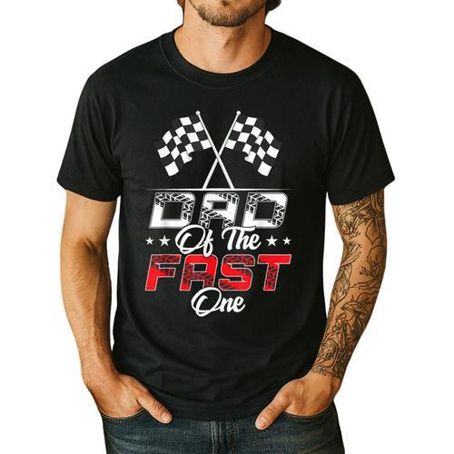Dad Of The Fast One First Birthday Racing Car Family Men's Casual T-Shirt - Father's Day Fun
