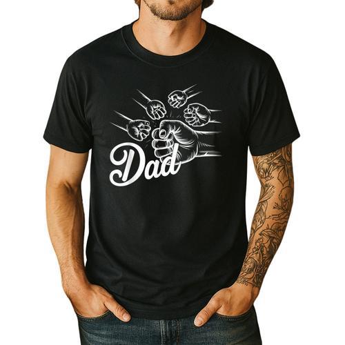 Dad Of Four Toddler Kids Fathers Day Fist Bump Family Men's Casual T-Shirt - Father's Day Fun