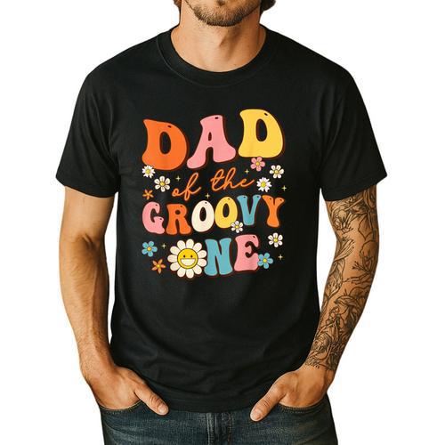 Dad Of The Groovy One 1st Birthday Pregnancy Announcement Men's Casual T-Shirt - Father's Day Fun