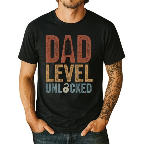 Dad Level Unlocked Father To Be New Daddy Men's Casual T-Shirt - Father's Day Fun