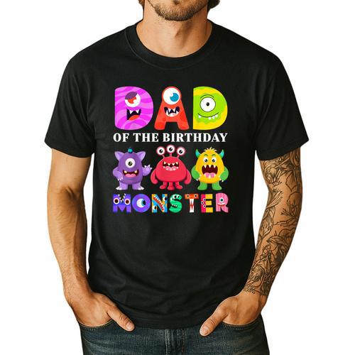 Dad Little Monster Kids 1st Birthday Party Family Monster Small Men's Casual T-Shirt - Father's Day Fun