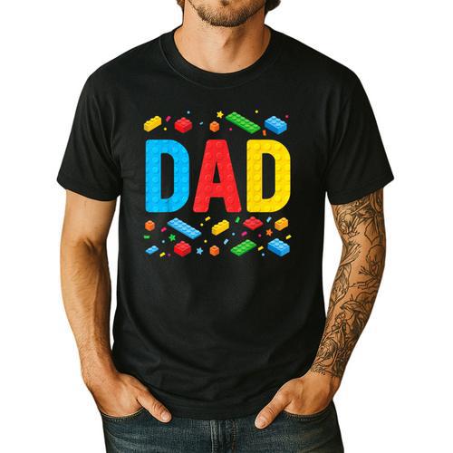 Dad Master Builder Building Bricks Blocks Family Fathers Day Men's Casual T-Shirt - Father's Day Fun