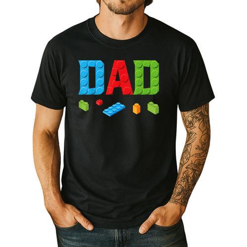 Dad Master Builder Building Bricks Blocks Family Set Parents Small Men's Casual T-Shirt - Father's Day Fun