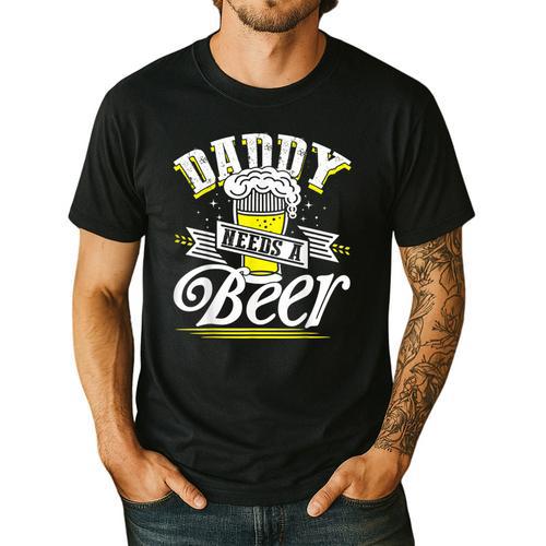Dad Needs A Beer Button Up Shirts Beer Drinking Lover Men's Casual T-Shirt - Father's Day Fun
