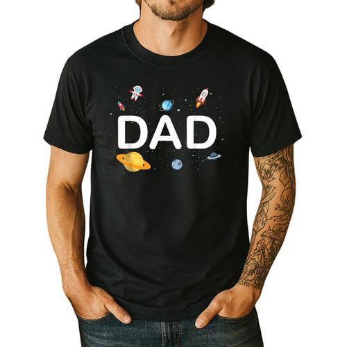 Dad Outer Space Birthday Party Family Boys Girls Men's Casual T-Shirt - Father's Day Fun