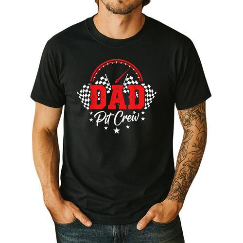 Dad Pit Crew Birthday Party Race Car Racing Family Matching Men's Casual T-Shirt - Father's Day Fun