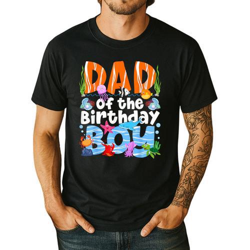 Dad Under Sea Birthday Party Boys Ocean Sea Animals Themed Men's Casual T-Shirt - Father's Day Fun