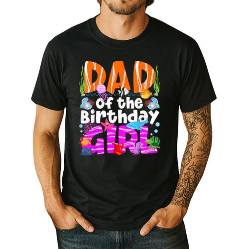 Dad Under Sea Birthday Party Girls Ocean Sea Animals Themed Men's Casual T-Shirt - Father's Day Fun