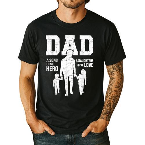 Dad Sons First Hero Daughter Love For Father's Day Men's Casual T-Shirt - Father's Day Fun
