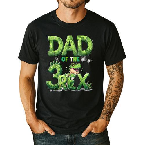 Dad Of The Three Rex Birthday Boy Dinosaur Family Matching Men's Casual T-Shirt - Father's Day Fun
