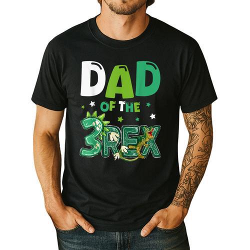 Dad Of The Three Rex Birthday Dinosaur Family Matching Men's Casual T-Shirt - Father's Day Fun