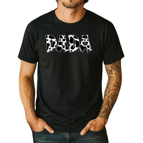 Dada Cow Print Cow Pattern Cow Dad Father's Day Daddy Cow Men's Casual T-Shirt - Father's Day Fun
