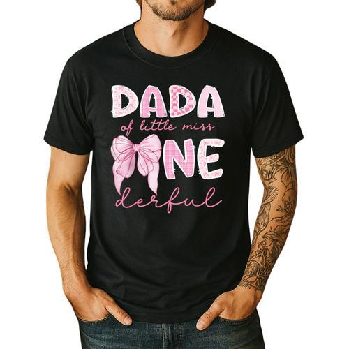 Dada Of Little Miss Onederful First Birthday Girl Bow Men's Casual T-Shirt - Father's Day Fun