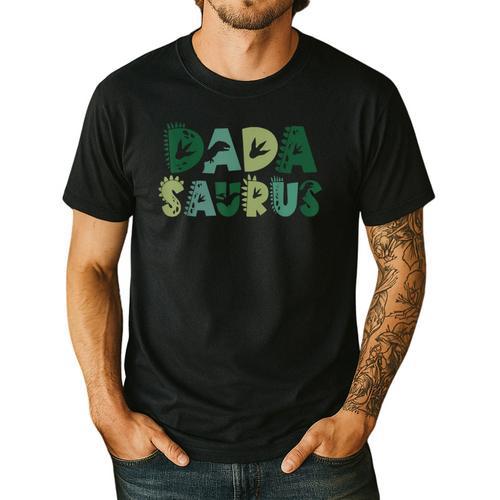 Dada Saurus Dad Dinosaur Three Rex Birthday Boy Girl Family Men's Casual T-Shirt - Father's Day Fun