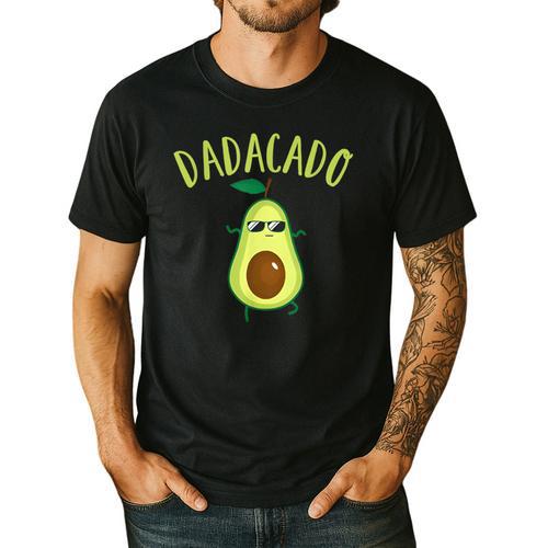 Dadacado Cute Daddy Avocado Pregnant Dad Father Day Men's Casual T-Shirt - Father's Day Fun