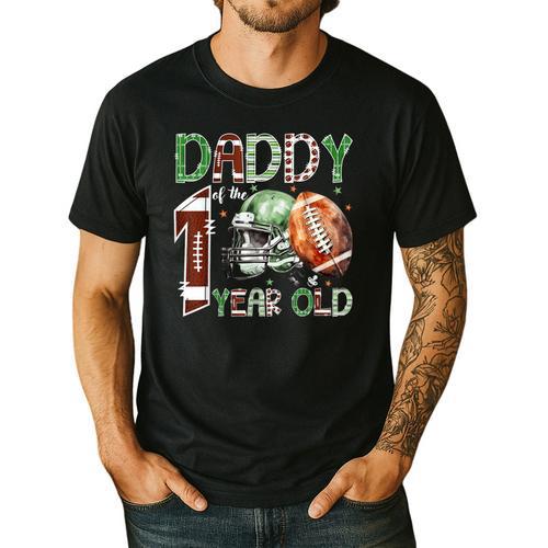 Daddy Of The 1 Year Old Football Lover 1st Birthday Boy Men's Casual T-Shirt - Father's Day Fun