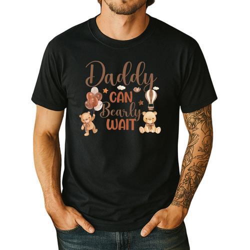 Daddy Can Bearly Wait Bear Gender Neutral Boy Baby Shower Men's Casual T-Shirt - Father's Day Fun