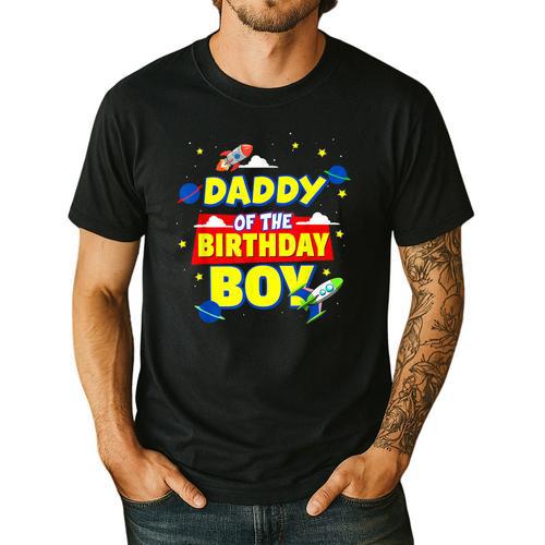Daddy Of The Birthday Astronaut Boy Outer Space Theme Party Men's Casual T-Shirt - Father's Day Fun