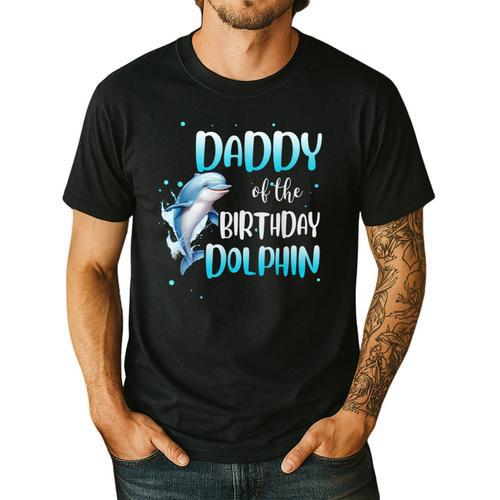 Daddy Of The Birthday Dolphin Family Matching Party Squad Men's Casual T-Shirt - Father's Day Fun