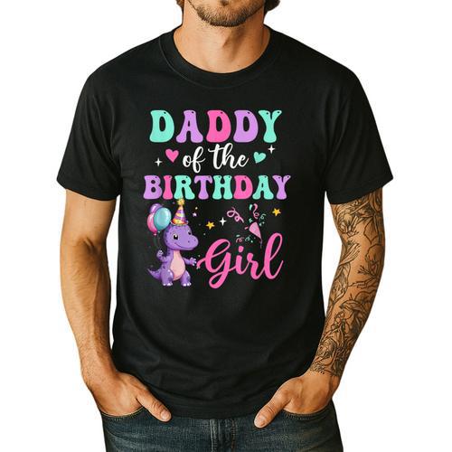 Daddy Of The Birthday For Girl Dinosaur T-Rex Party Family Men's Casual T-Shirt - Father's Day Fun