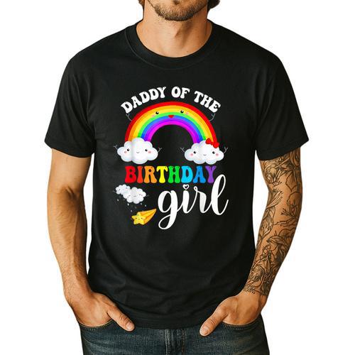 Daddy Of The Birthday Girl Rainbow B-Day Matching Family Men's Casual T-Shirt - Father's Day Fun