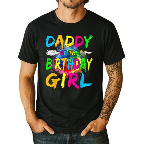 Daddy Of The Birthday Girl Retro 80's Party Men's Casual T-Shirt - Father's Day Fun