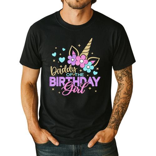 Daddy Of The Birthday Princess Girl Dad Unicorn Bday Party Men's Casual T-Shirt - Father's Day Fun